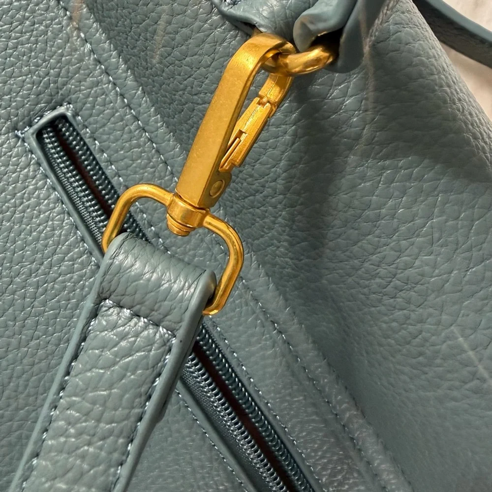 New Enrico Coveri Slate Blue Leather Backpack Italian Designer Elegance Italy
